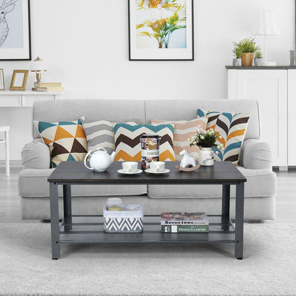 Retro Styled Coffee Table with Mesh Shelf