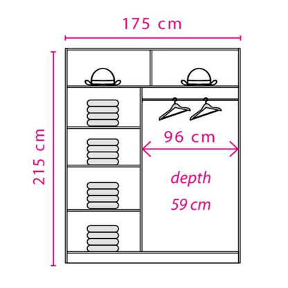 Effect 2 Sliding Door Wardrobe 175cm