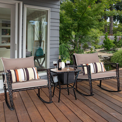 3pcs Rattan Garden Bistro Set-Gray