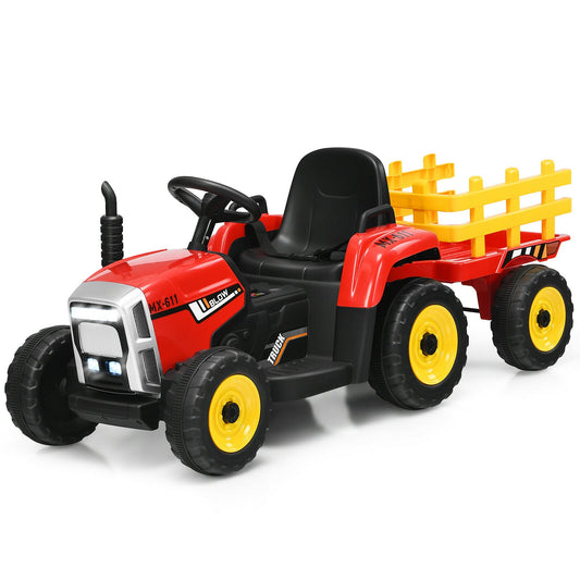 12V Kids Ride On Tractor with LED Lights and Music-Red