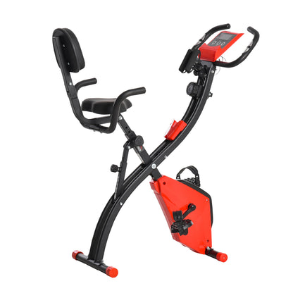 HOMCOM 2-In-1 Upright Exercise Bike Adjustable Resistance Fitness Home Cycle Red
