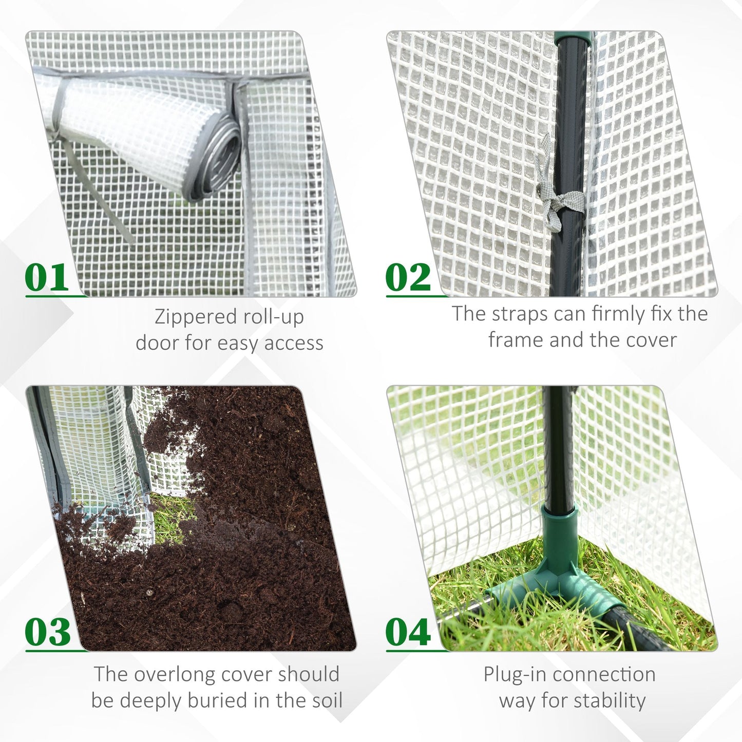 Outsunny 101 x 50 x 150cm Greenhouse PE Cover with Zipper Roll-up Door Outdoor Green