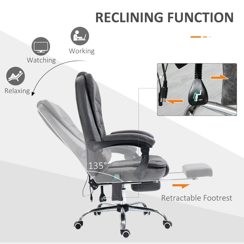 Vinsetto Adjustable Office Chair with High Back Footrest and 6 Points Heating Massage Function - Dark Grey