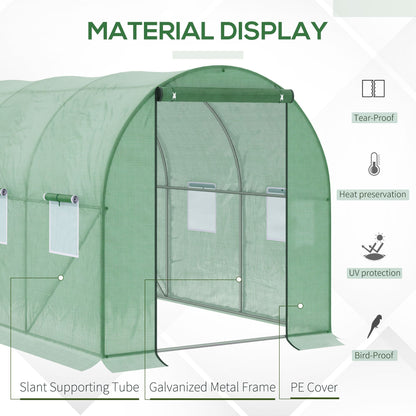 Walk in Polytunnel Outdoor Garden Greenhouse with Windows and Door (3 x 2M)