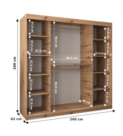 York Sliding Door Wardrobe 200cm