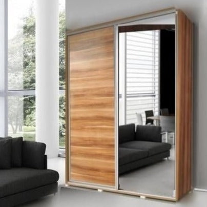 Prudence-I 2-Door Mirrored Sliding Wardrobe - Wenge, White, Oak or Plum Wallis