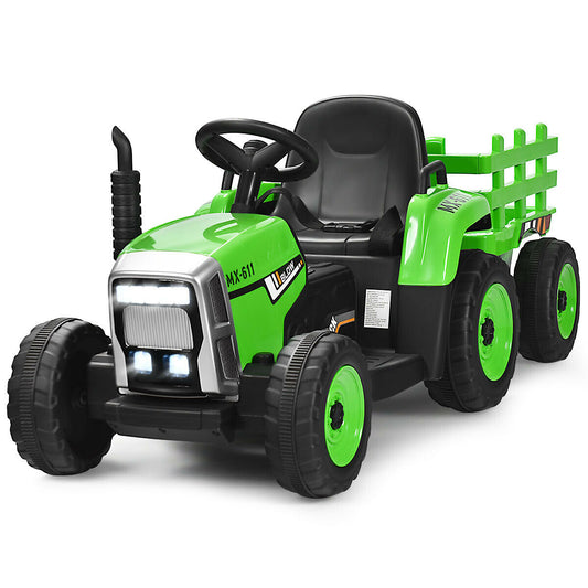 12V Kids Ride On Tractor with Trailer Music and LED Lights