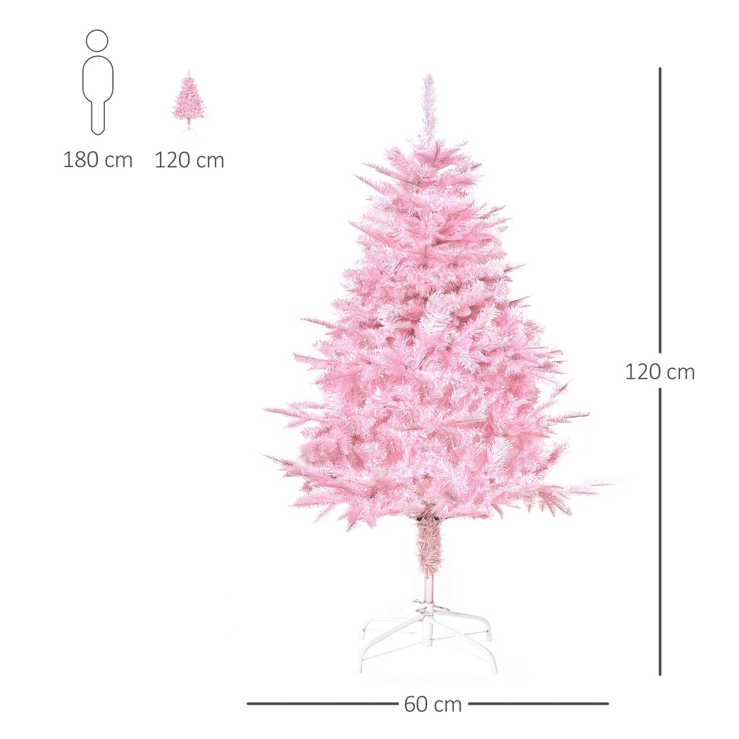 HOMCOM 4FT Artificial Christmas Tree Holiday Xmas Holiday Tree Decoration with Automatic Open for Home Party, Pink