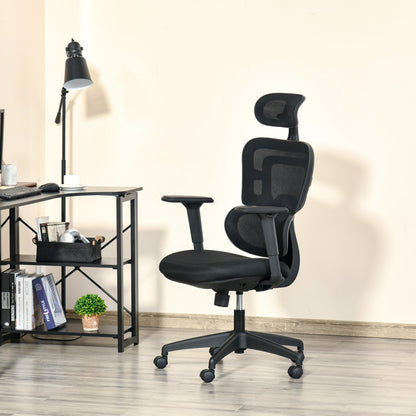 Vinsetto Mesh Office Chair Swivel Desk Chair with Adjustable Height Lumbar Support Black