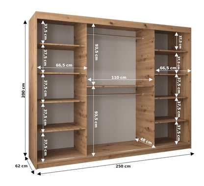 Torino Sliding Door Wardrobe 250cm