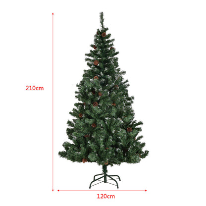 7ft Artificial Christmas Tree with Snow and Pine Cones