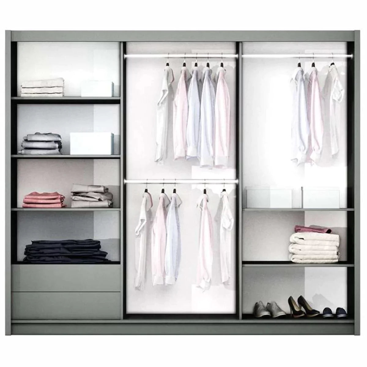 Oldham Sliding Door 250 Wardrobe with Mirror - Graphite