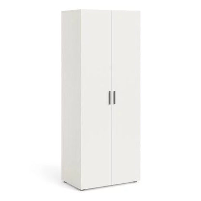 Classic Design Woodgrain 2 Doors Wardrobe - White