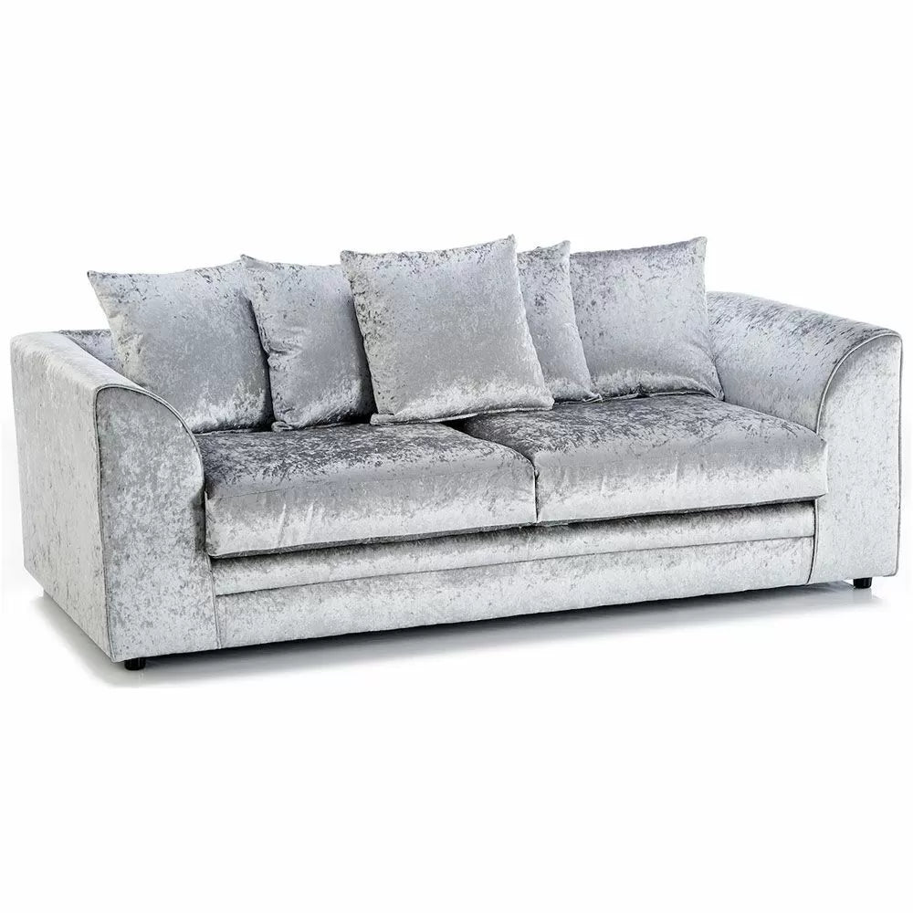 Arabia Crushed Velvet 3 Seater Sofa - Silver