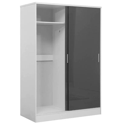 Reflect High Gloss XL 2 Door Sliding Wardrobe - Grey and Matt White