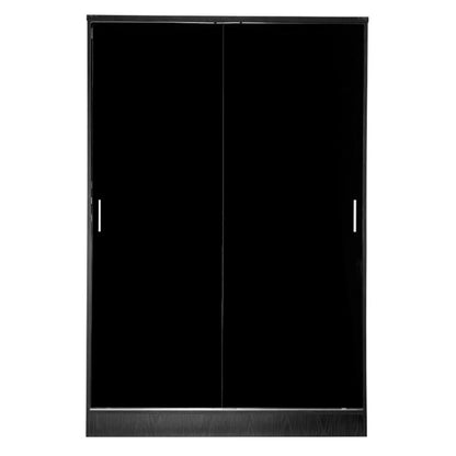 3 Piece Reflect High Gloss 2 Door Sliding Wardrobe Set - Black