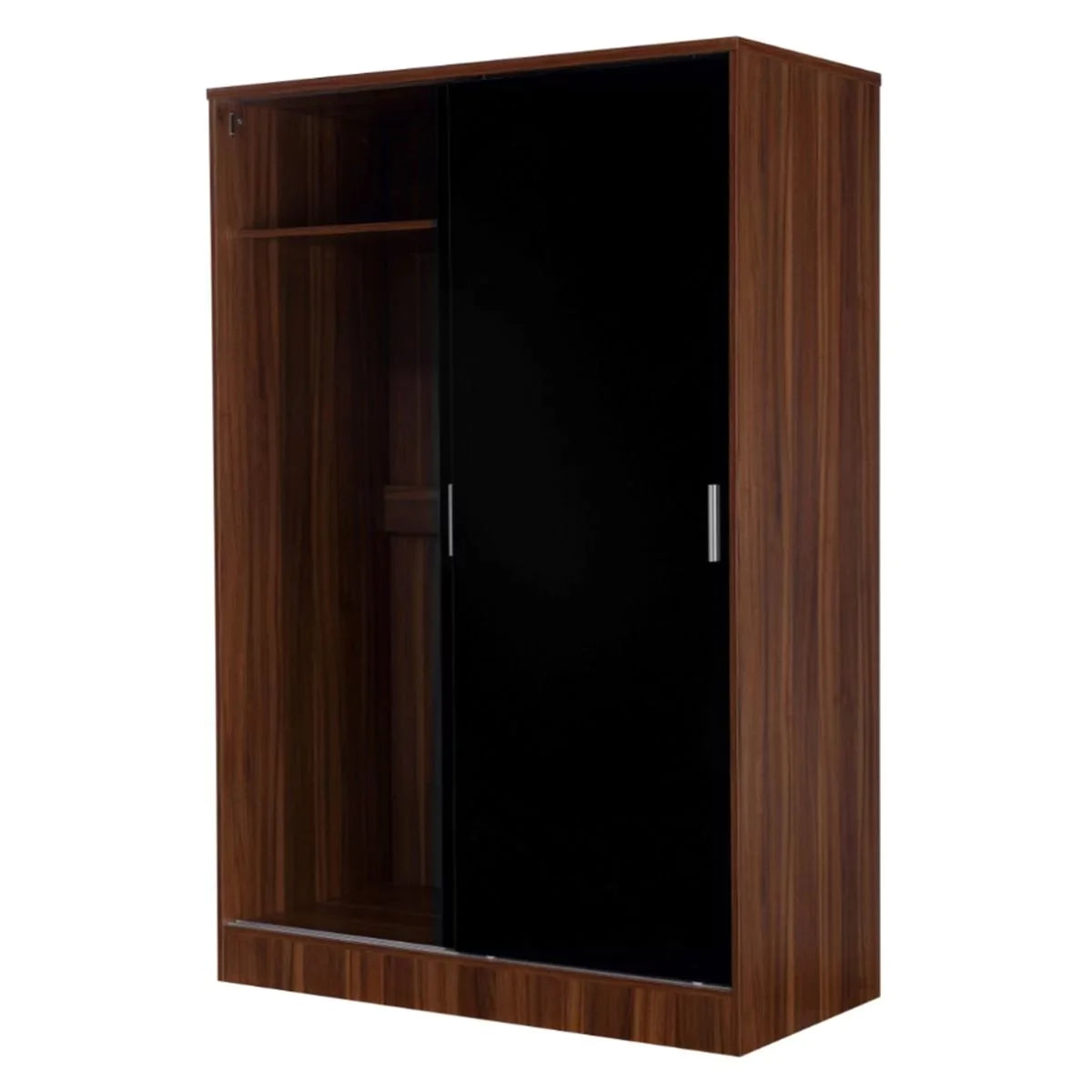 Reflect High Gloss XL 2 Door Sliding Wardrobe - Black & Walnut