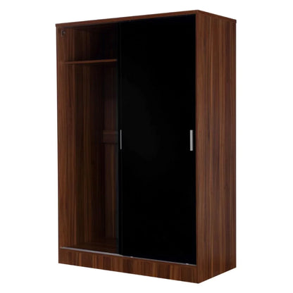 Reflect High Gloss XL 2 Door Sliding Wardrobe - Black & Walnut