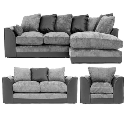 Dylan Chenille Fabric 2 Seater Sofa - Black Grey