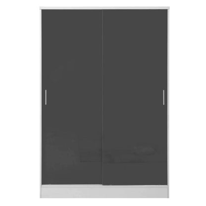 3 Pcs Reflect High Gloss XL 2 Door Sliding Wardrobe Set - Grey & White