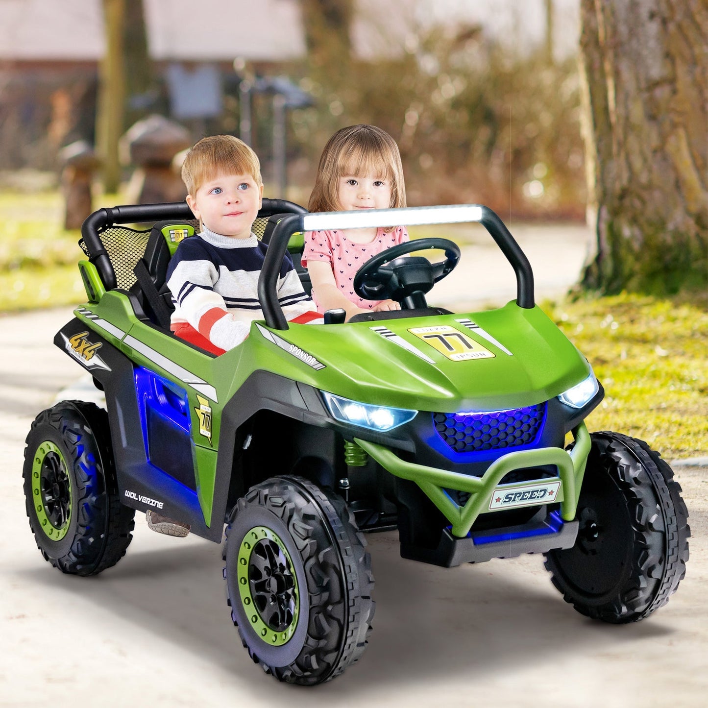 12V Battery Powered Electric Car 2-Seater Kids Ride on UTV-Green