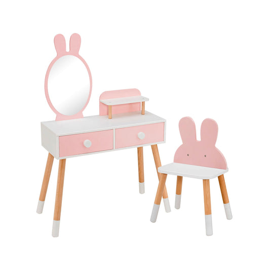 2-in-1 Kids Vanity Table with Detachable Mirror-Pink