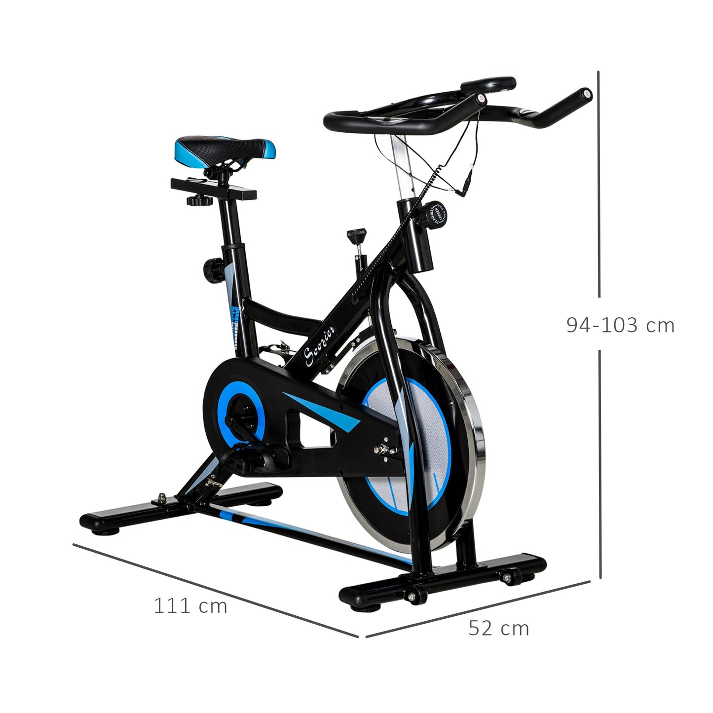 HOMCOM Stationary Exercise Bike, 8kg Flywheel Indoor Cycling Workout Fitness Bike, Adjustable Resistance Cardio Exercise Machine w/ LCD Monitor Pad and Phone Holder for Home, Gym, Office, Black