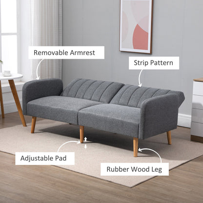 HOMCOM Two-Seater Sofa Bed, with Three-Position Back - Grey