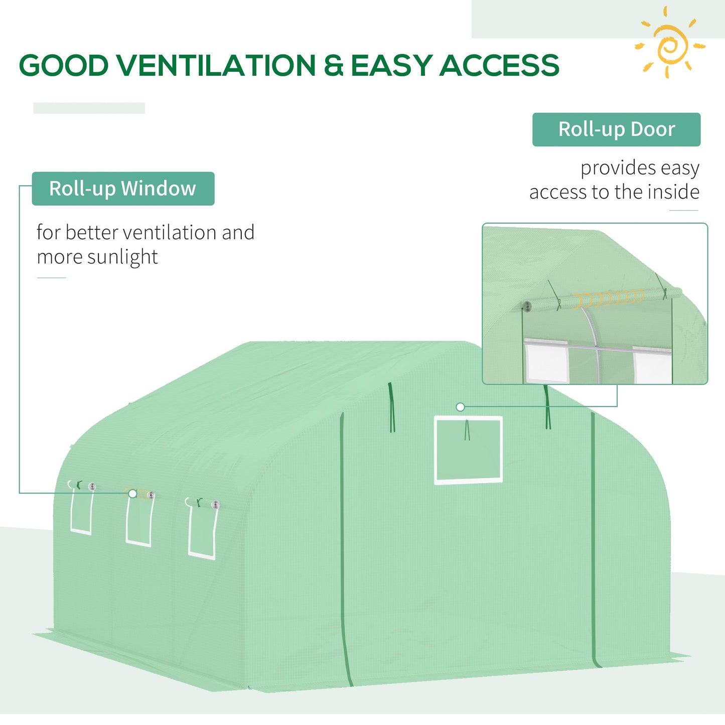 Walk In Greenhouse Cover Replacement Plant Growhouse PE Cover 4.5x3x2m Green