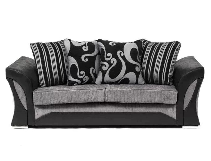 Sparrow Chenille Fabric 3 Seater Sofa - Black & Grey / Brown & Beige