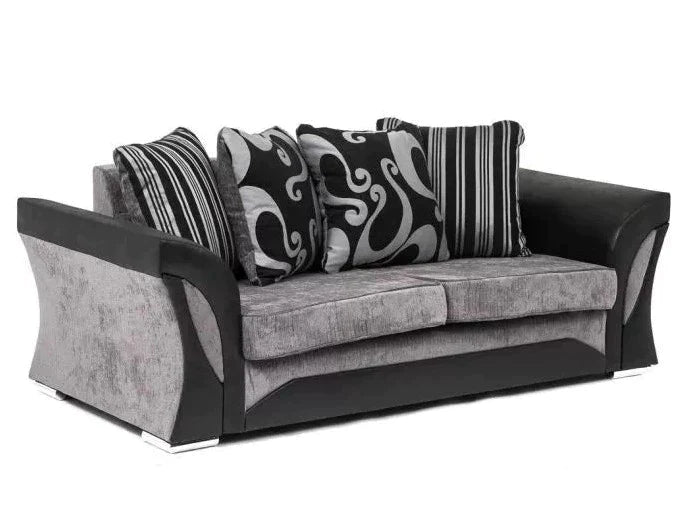 Sparrow Chenille Fabric 3 Seater Sofa - Black & Grey / Brown & Beige