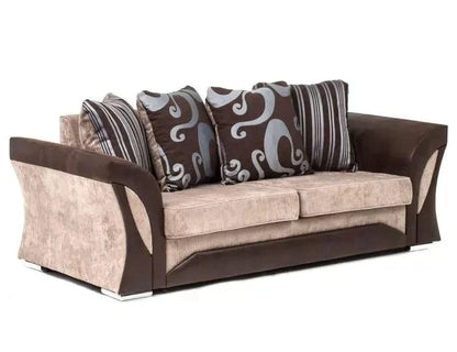 Sparrow Chenille Fabric 3 Seater Sofa - Black & Grey / Brown & Beige