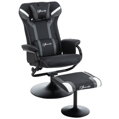 Vinsetto Video Game Chair Footrest Set Racing w/ Pedestal Base Home Office, Deep Grey