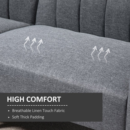 HOMCOM Two-Seater Sofa Bed, with Three-Position Back - Grey