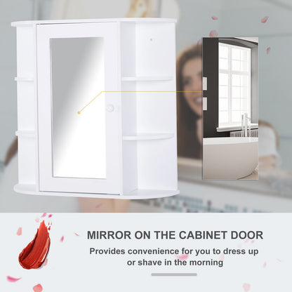 Wall Mount Mirror Cabinet Storage Bathroom Cupboard w/ Single Door and Shelves