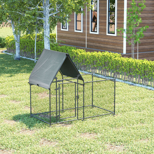 PawHut Walk In Chicken Run, Large Galvanized Chicken Coop, Hen Poultry House Cage, Rabbit Hutch Metal Enclosure with Water-Resist Cover for Outdoor Backyard Farm, 200 x 105 x 172cm Cover, 2 1 1.7m