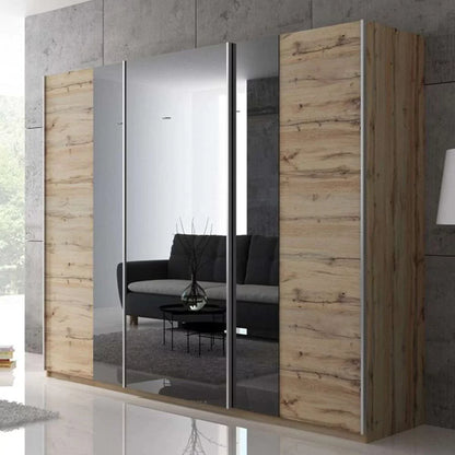 Lothian 3 Sliding Door Wardrobe with Mirror - 250 Oak Wotan