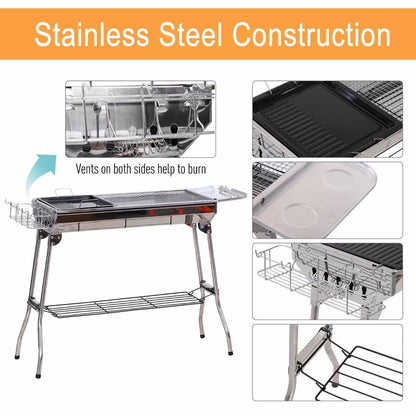 Stainless Steel Portable Charcoal BBQ Grill