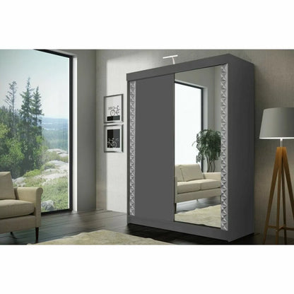 Vikas II Sliding Door Wardrobe - Black, White, Grey