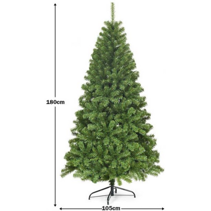 6FT Artificial Christmas Tree with 928 Branch Tips and Metal Stand