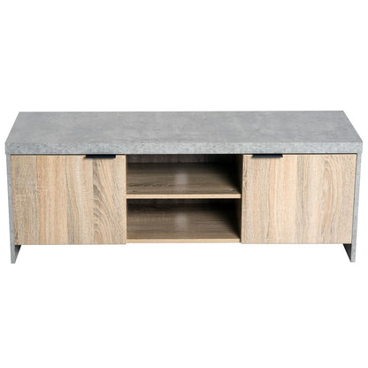 Large 2-Door TV Stand Cabinet - Grey & Wood Grain