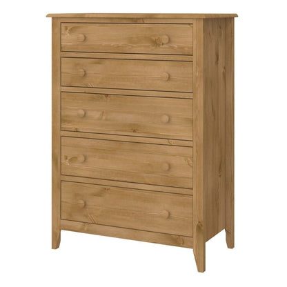 Heston Solid Pine 5 Drawers Chest of Drawer - Pine