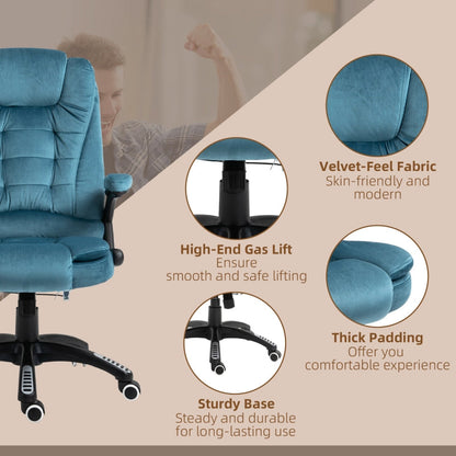 Vinsetto Recliner Office Chair with Six Massage Heating Points - Blue