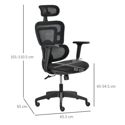 Vinsetto Mesh Office Chair Swivel Desk Chair with Adjustable Height Lumbar Support Black