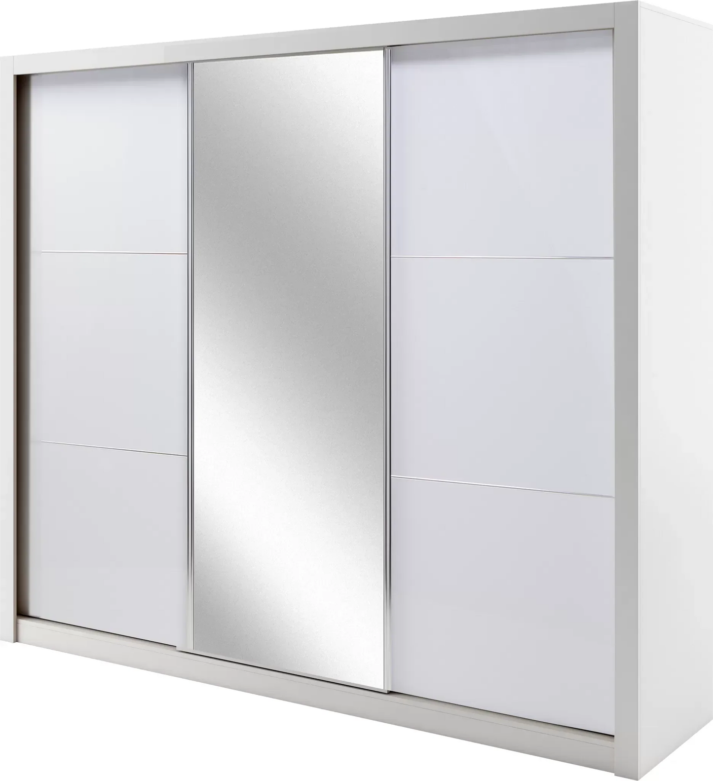 Sylvie 3-Door Gloss Sliding Mirrored Wardrobe 208cm - White