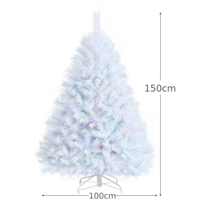 150 Cm White Artificial Christmas Tree with Iridescent Branch Tips