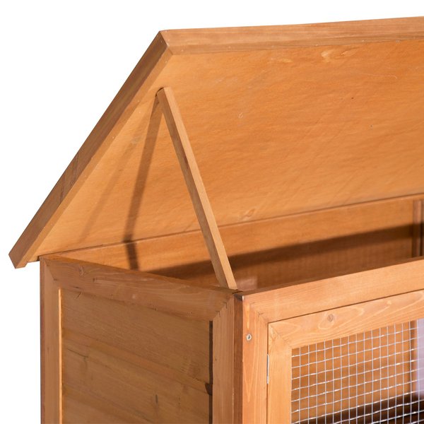 PawHut Large Rabbit Hutch Outdoor, Wooden Guinea Pig Hutch, Pet Cage House Bunny Home, with Rabbit Run, Double Decker 122 x 48 x 100 cm