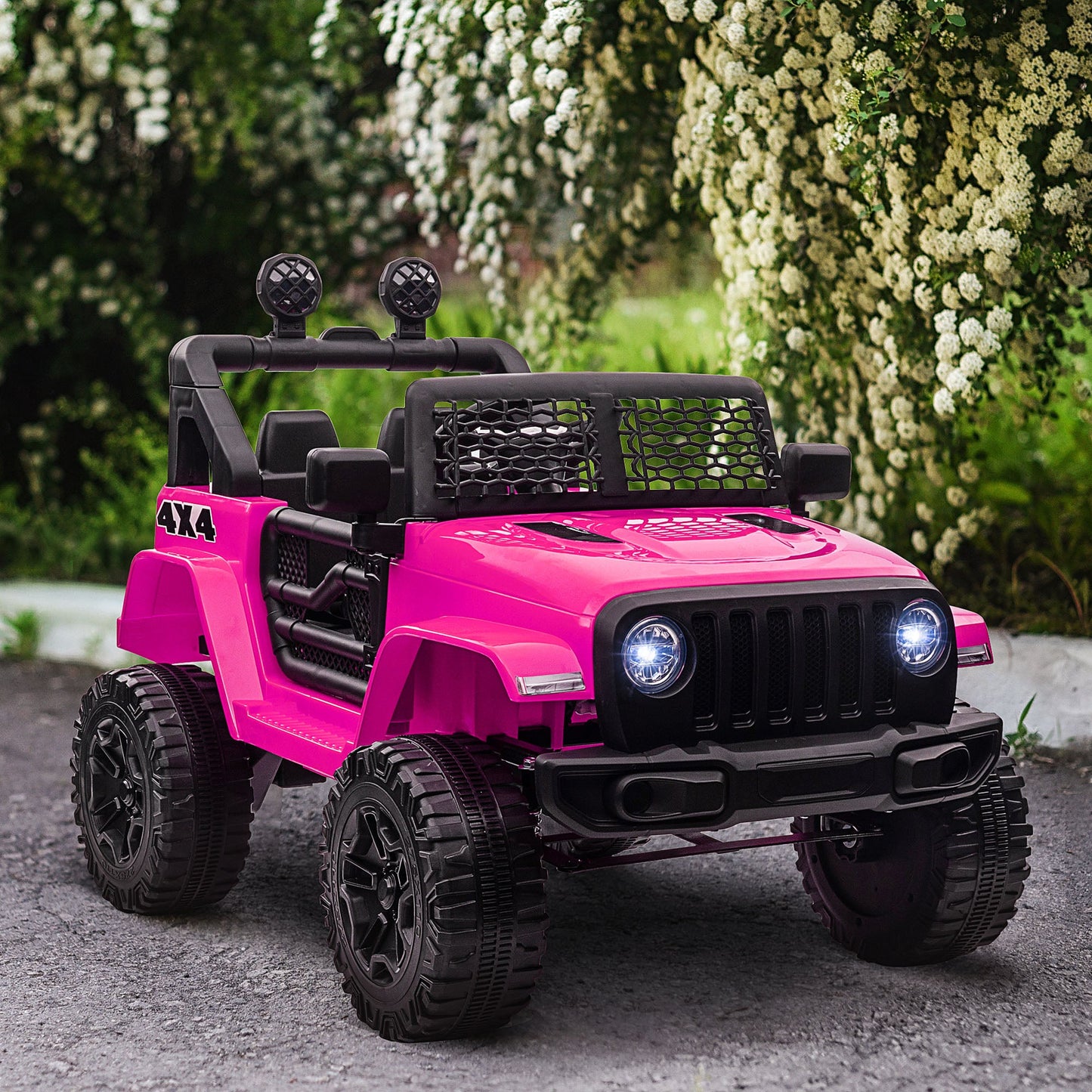 12V Battery-powered 2 Motors Kids Electric Ride On Car Truck Off-road Toy Pink