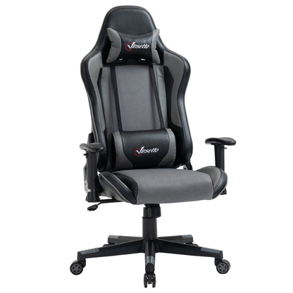 Vinsetto Racing Gaming Office Chair with Headrest and Lumbar Support - Grey