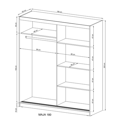 Wiki IX Sliding Door Wardrobe 180cm